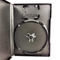 Empty 14mm Replacement Case with Memory Card Holder for PlayStation 2 Games Brand New - Disc and Card Holder Shown Close Up