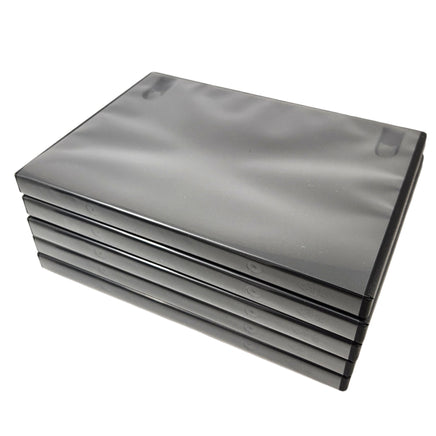 5 Empty 14mm Replacement Cases with Memory Card Holder for PlayStation 2 Games Brand New - Shown Stacked