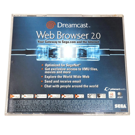 Planetweb Web Browser 2.0 Sega Swirl Game Dreamcast Good - Back Of Case