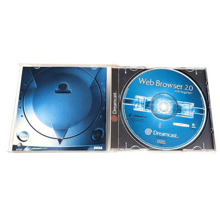 Planetweb Web Browser 2.0 Sega Swirl Game Dreamcast Good - Cib Showing Open Case Disc And Manual