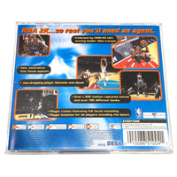 Back cover of NBA 2K video game packaging with basketball action images and text.