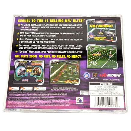 Nfl Blitz 2000 Dreamcast Like New - Back Artwork Displayed