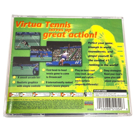 Virtua Tennis Sega All Stars Dreamcast Very Good - Authentic Back Cover Art