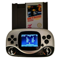 FC Mobile Portable 8-bit NES Handheld Clone System Showing Metroid Game Playing on Screen