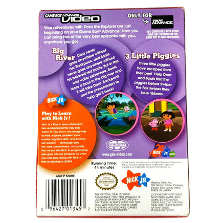Dora The Explorer Volume 1 GBA Video Game Boy Advance Very Good - Back Of Game Box
