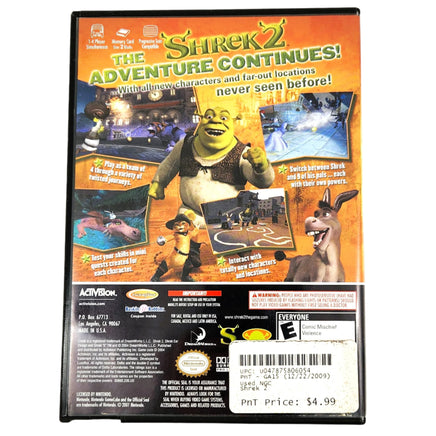 Shrek 2 Nintendo GameCube Good - Game Case Back Cover