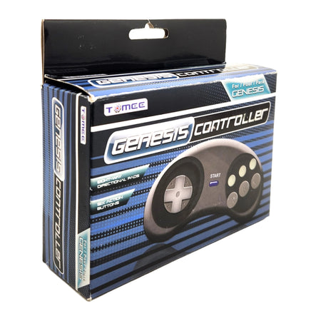 Replacement 6-Button Controller for Sega Genesis System Brand New - Side and Front View of Box