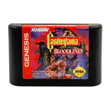 Castlevania Bloodlines Cardboard Box Sega Genesis Like New - Front Label Of Authentic Cartridge