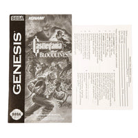 Castlevania Bloodlines Cardboard Box Sega Genesis Like New - Authentic Instruction Manual and Registration Card Shown