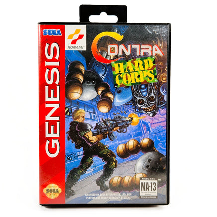 Contra Hard Corps Sega Genesis Like New CIB - Authentic Game Box Front View