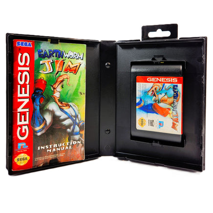 Earthworm Jim Sega Genesis Very Good CIB - Complete In Box Contents Shown Inside Open Case