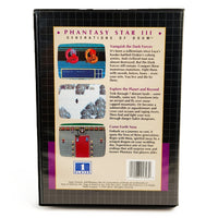 Phantasy Star III Generations Of Doom Sega Genesis Very Good CIB - Back Of Clamshell Game Case