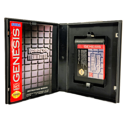 Robocop Vs The Terminator Sega Genesis Very Good - Game Case Open Showing Cartridge and Manual