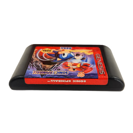 Sonic Spinball Sega Genesis Good - Front and Top Label Of Authentic Cartridge