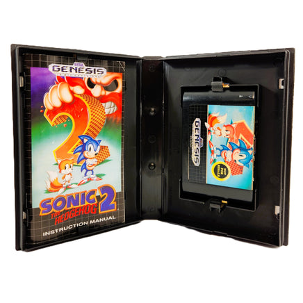 Sonic The Hedgehog 2 Not For Resale Sega Genesis Acceptable CIB - Open Case Layout Showing Full CIB Contents