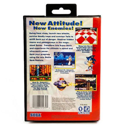Sonic The Hedgehog 3 Sega Genesis Very Good CIB - Back Of Clamshell Game Box