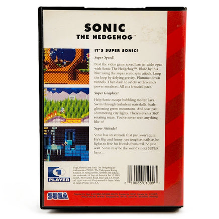 Sonic The Hedgehog Sega Classic Sega Genesis Good CIB - Game Packaging Back Side