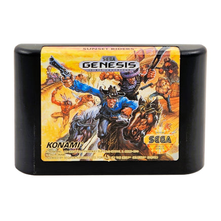 Sunset Riders Sega Genesis Like New - Front Of Cartridge Label View