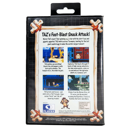 Tazmania Sega Genesis Good - Back Of Official Retail Game Case