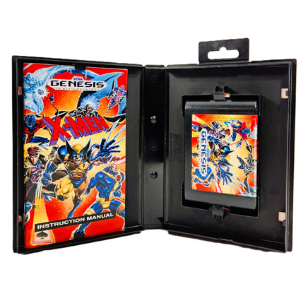 X-Men Sega Genesis Very Good CIB - Open Case Photo Showing Game Cart And Booklet