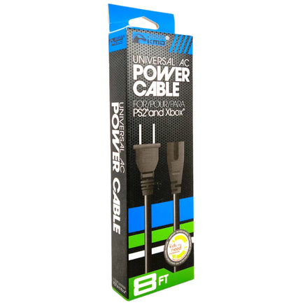AC Power Supply Cable for PlayStation 2 or Original Xbox Brand New Front and Side Shown in Box