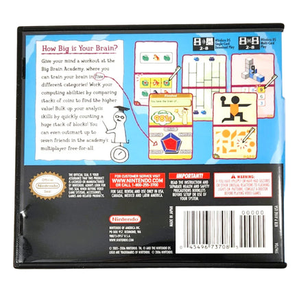 Big Brain Academy Nintendo DS Like New - Back of Game Case