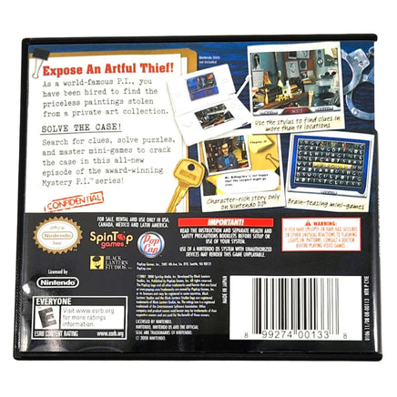 Mystery PI Portrait of a Thief Nintendo DS Like New - Rear Artwork Shown