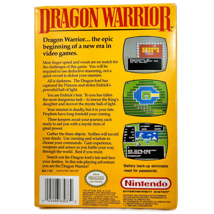 Dragon Warrior Nintendo Nes Very Good - Box Back