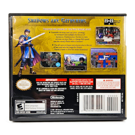 Fire Emblem Shadow Dragon Nintendo DS Like New - Back Of Authentic Game Case