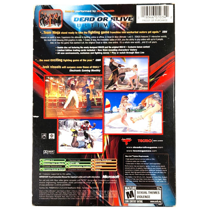 Dead Or Alive Ultimate Xbox Very Good - Cib Case – Rear View of Cardboard Double Game Case