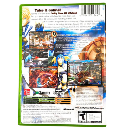 Guilty Gear X2 Reload Xbox Very Good - Authentic Back Cover Art