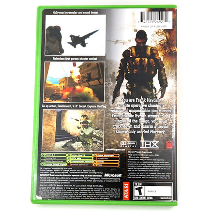 Shadow Ops Red Mercury Xbox Good - Authentic Back Cover Art