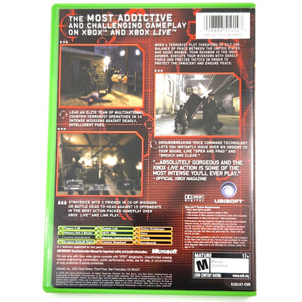 Tom Clancys Rainbow Six 3 Xbox Very Good - Back Artwork Displayed