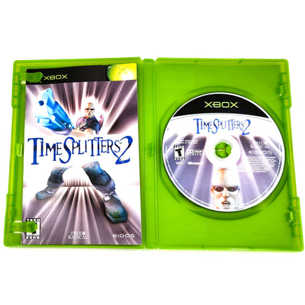 Time Splitters 2 Xbox Very Good - Disc And Manual Displayed In Open Case