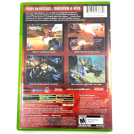Unreal 2 The Awakening Xbox Good - Rear Cover Art