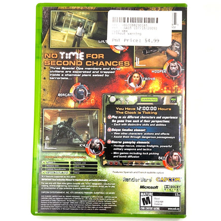 Without Warning Xbox Good - Authentic Back Cover Art