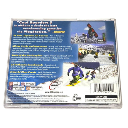 Cool Boarders 3 Playstation 1 Good - Back Cover Art Shown