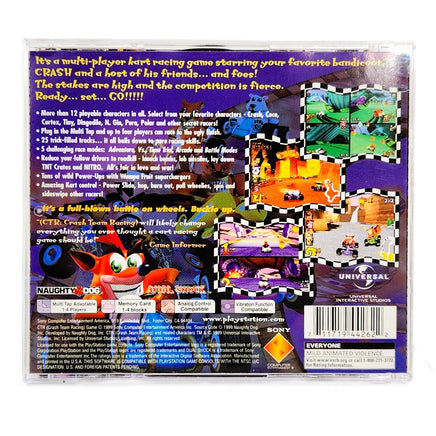 CTR Crash Team Racing PlayStation 1 Good CIB - Back Of Retail Game Box