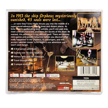 Echo Night PlayStation 1 Like New Mint CIB - Back Jewel Case Art