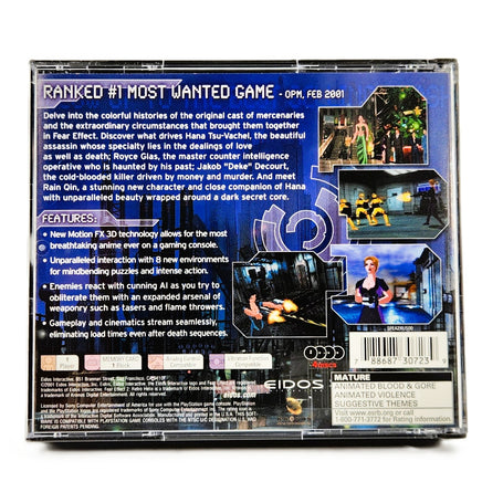 Fear Effect 2 Retro Helix PlayStation 1 Like New - CIB Case – Back Cover Art Shown