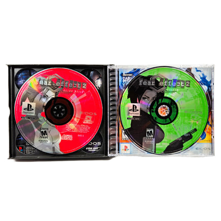 Fear Effect 2 Retro Helix PlayStation 1 Like New CIB - Open Case Showing Disc 3 & 4