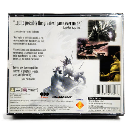 Final Fantasy VII PlayStation 1 Like New CIB - Back Of Retail Game Box