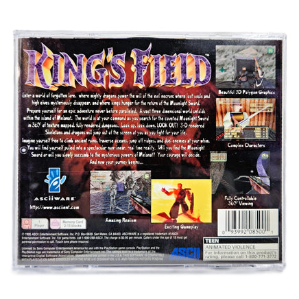 Kings Field PlayStation 1 Very Good CIB - Back Cover Art Shown