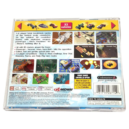 Micro Machines V3 Playstation 1 Like New - Back Artwork Displayed