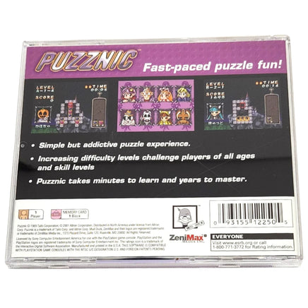Puzznic Playstation 1 Like New - Rear Cover Shown