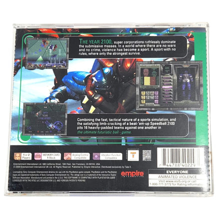 Speedball 2100 Playstation 1 Very Good - Back Jewel Case Art