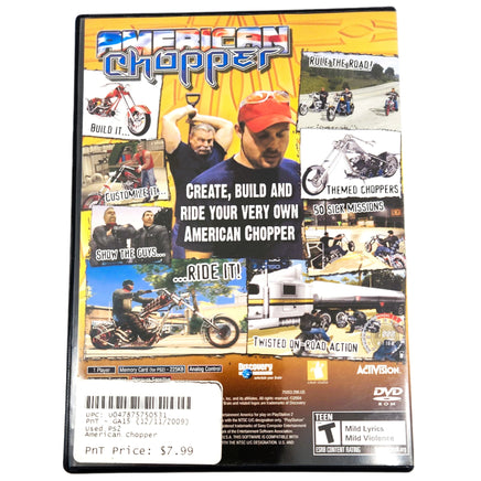 American Chopper Playstation 2 Very Good - Case Back