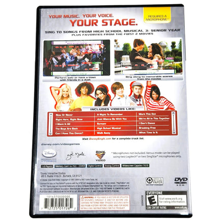 Disney Sing It High School Musical 3 Mic Required Playstation 2 Very Good - Back Of Game Case