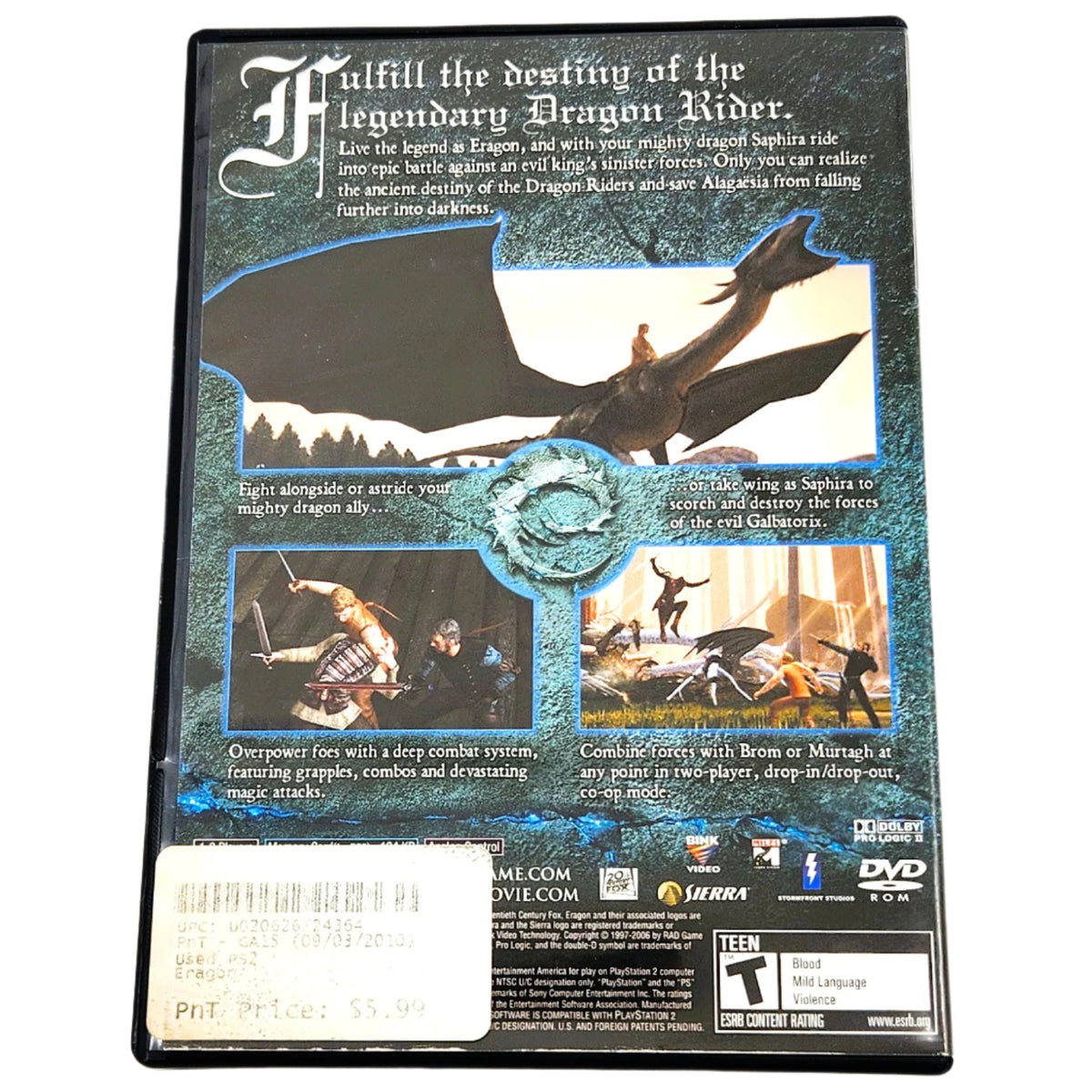 Buy Eragon for PS2 | Fantasy Action Game with Scratch-Free Disc