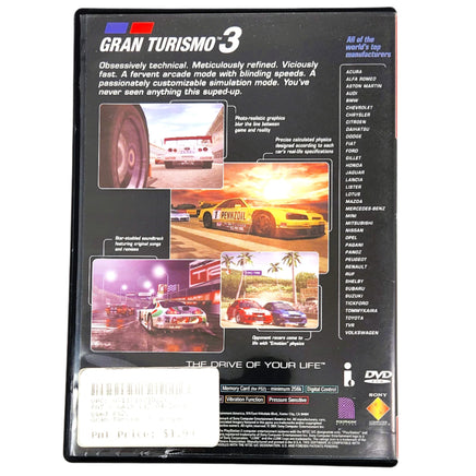 Gran Turismo 3 Aspec Greatest Hits Playstation 2 Good - Cib Back Cover